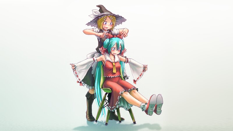 Two Anime Girls on Chair
