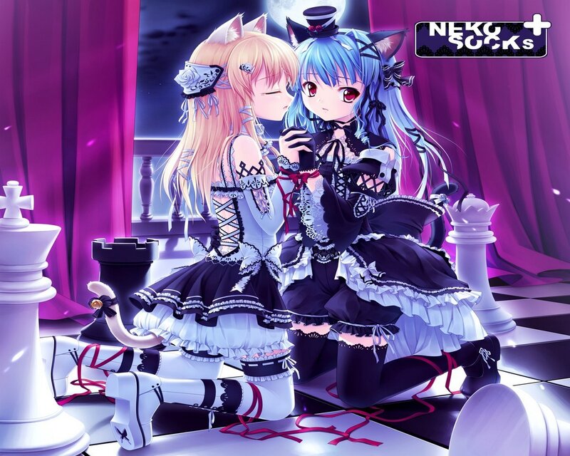 Two Anime Girls on Chessboard