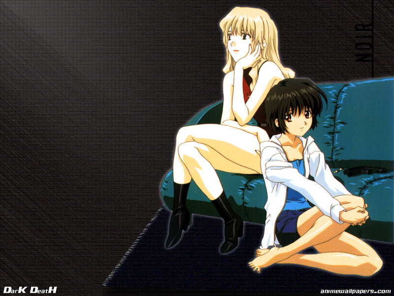 Two Anime Girls on Couch — Black, Dramatic