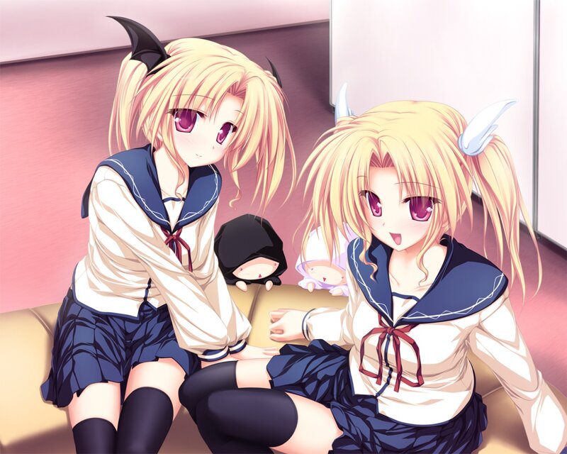 Two Anime Girls on Couch — Blonde