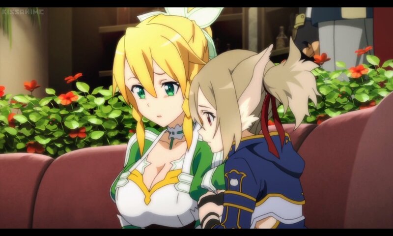 Two Anime Girls on Couch — Green, Calm
