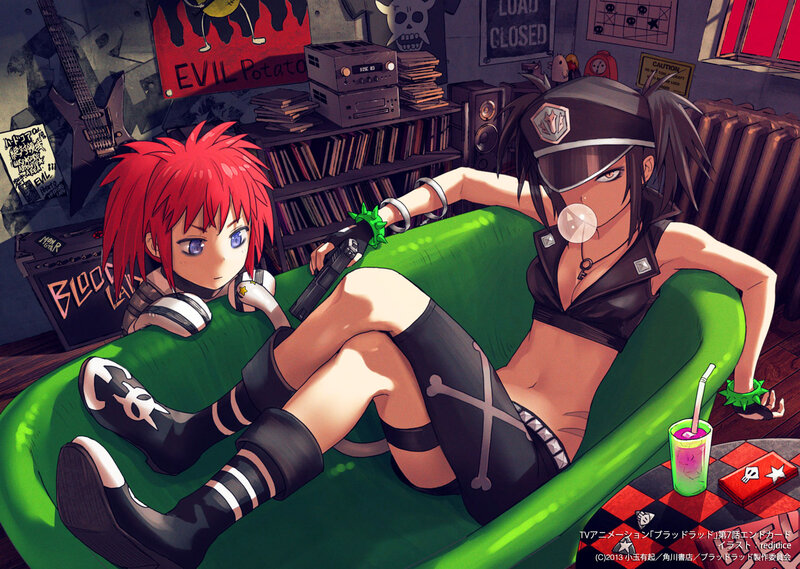Two Anime Girls on Couch — Green, Rebellious
