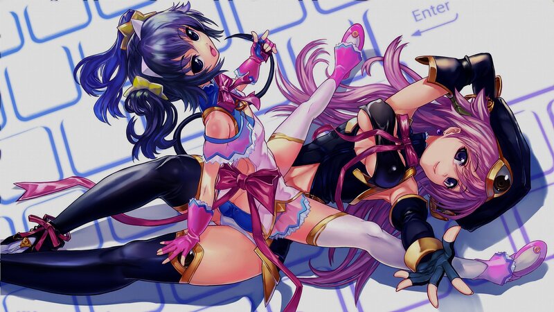 Two anime girls on keyboard
