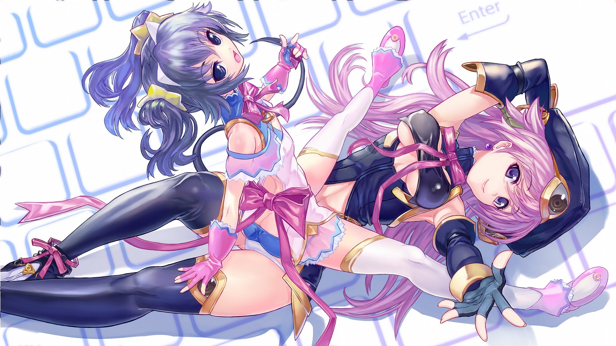 two anime girls on keyboard