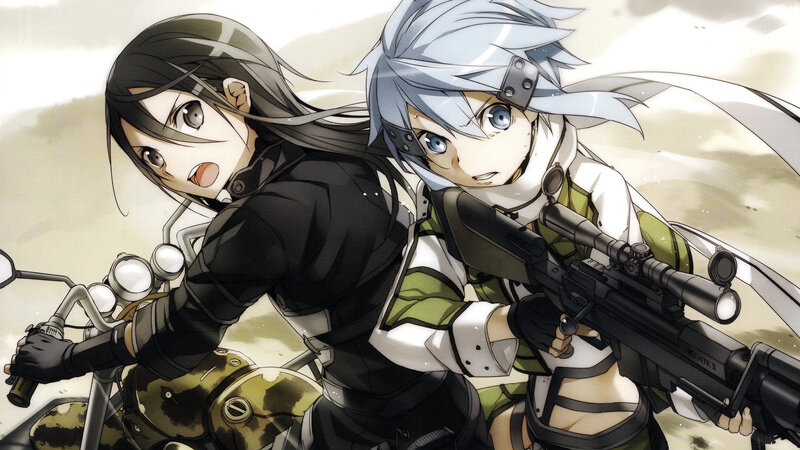 Two Anime Girls on Motorcycle