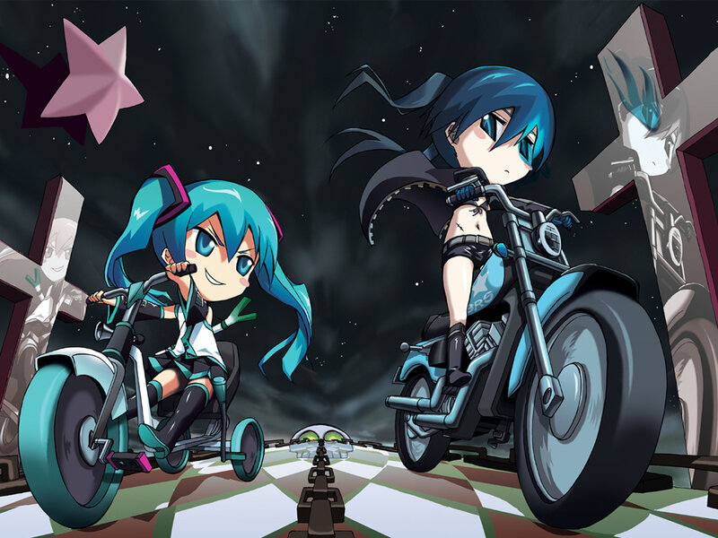 Two Anime Girls on Motorcycles