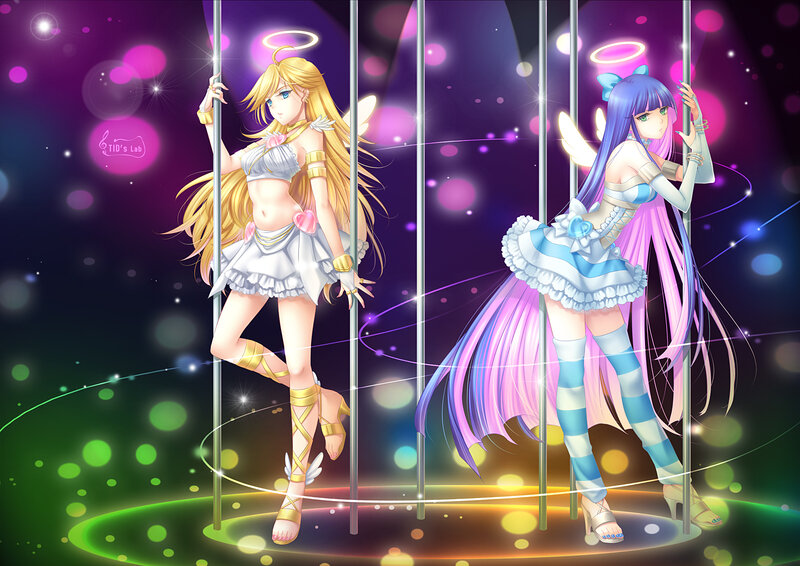 Two Anime Girls on Poles — Purple