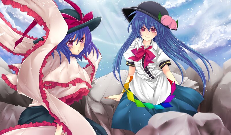 Two Anime Girls on Rocks
