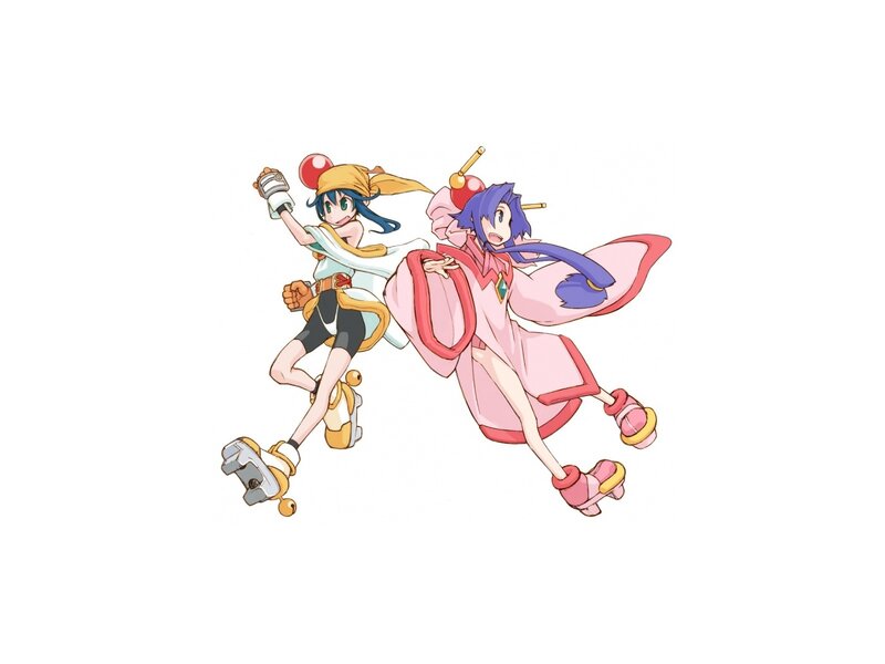 two anime girls on roller skates