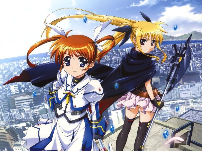 Two Anime Girls on Rooftop — Blue