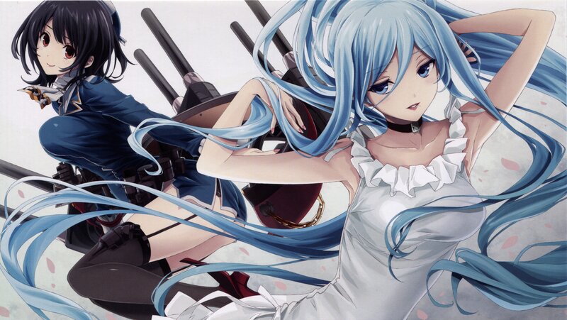 Two Anime Girls on Ship — Blue, Dramatic