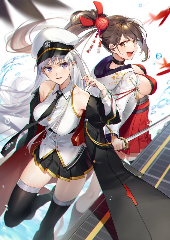 Two Anime Girls on Ship — White