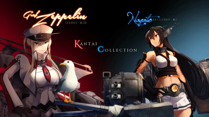 Two Anime Girls on Ships — Black