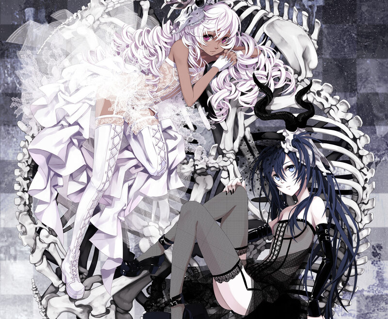 Two Anime Girls on Skeleton