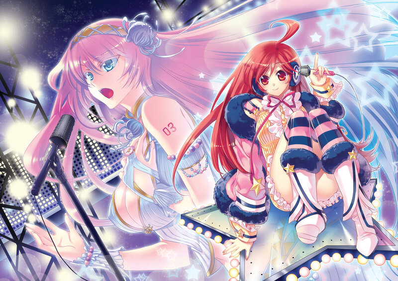 Two anime girls on stage
