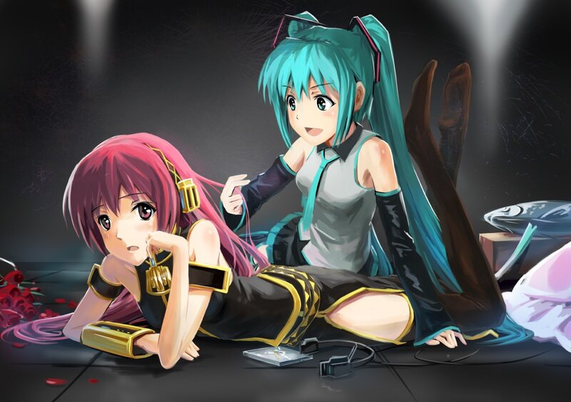 Two anime girls on stage