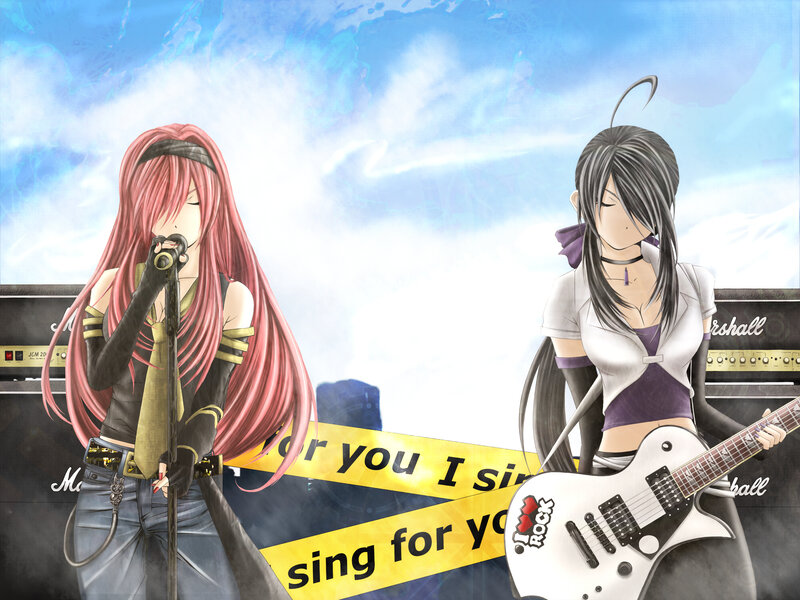 Two Anime Girls on Stage — Blue