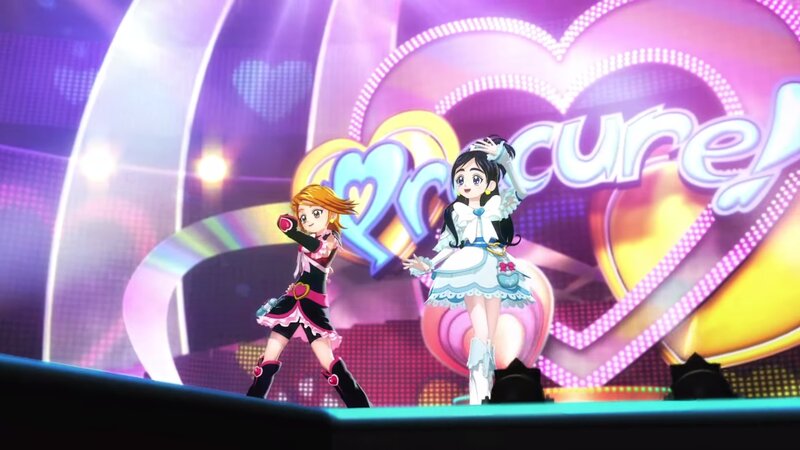 Two Anime Girls on Stage — Purple, Energetic