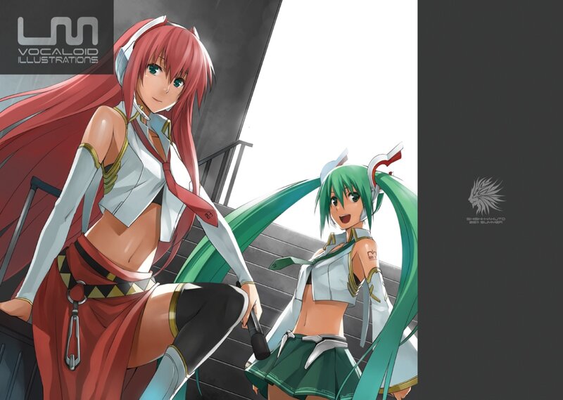 Two Anime Girls on Stairs — Green