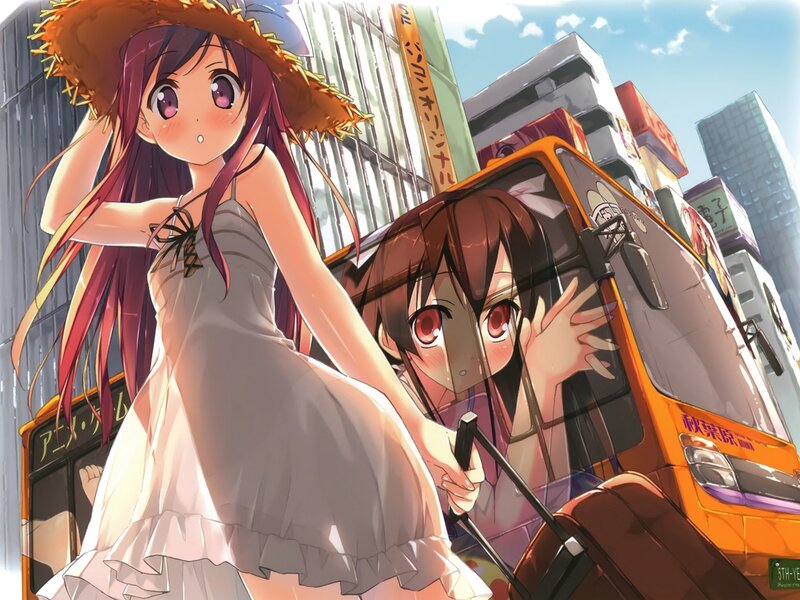 Two Anime Girls on Street — Orange