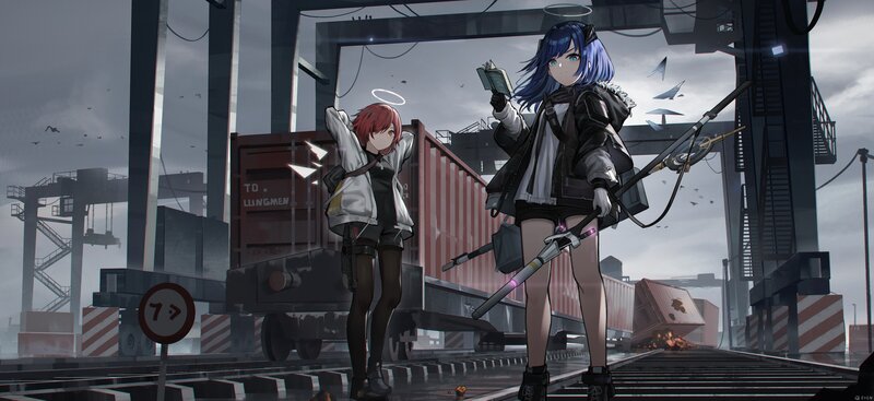Two Anime Girls on Tracks