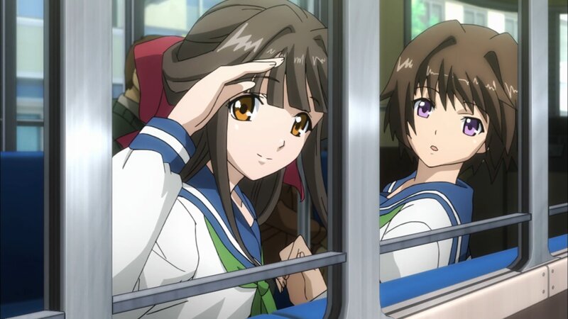 Two Anime Girls on Train — Blue