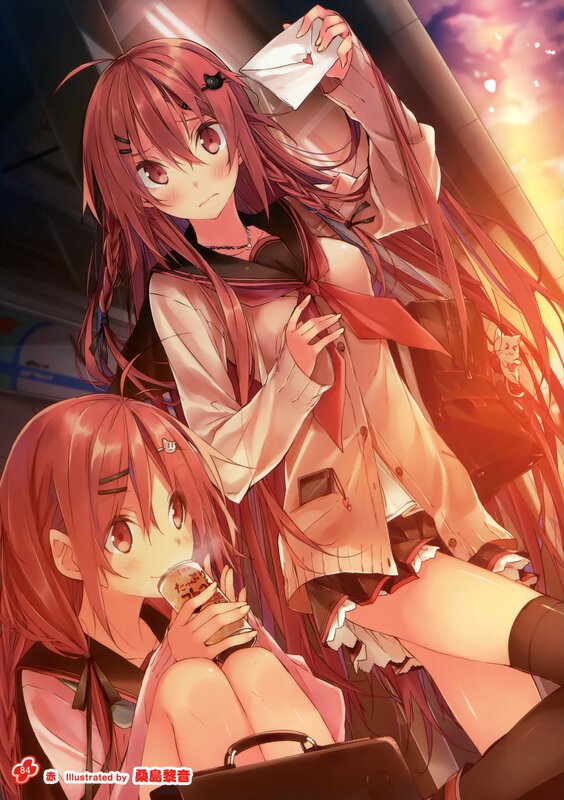 Two Anime Girls on Train — Red