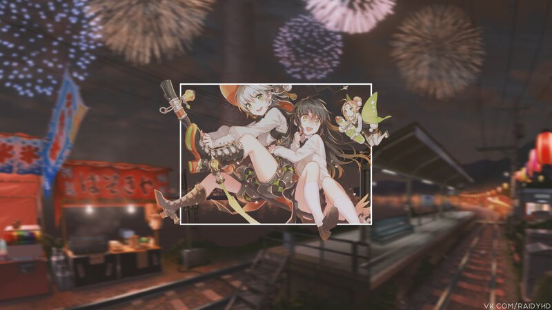 Two Anime Girls on Train Tracks