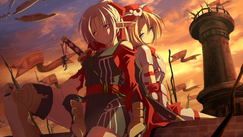 Two Anime Girls on Wall