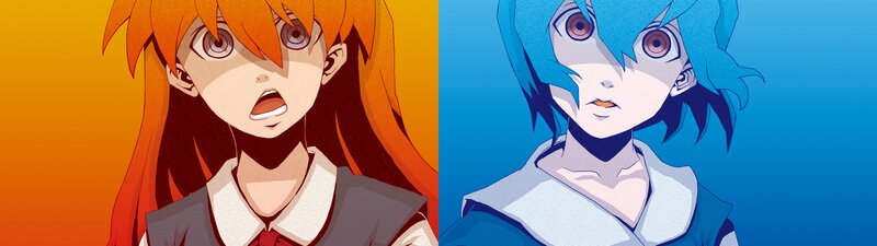 Two Anime Girls — Orange, Dramatic, School Uniform