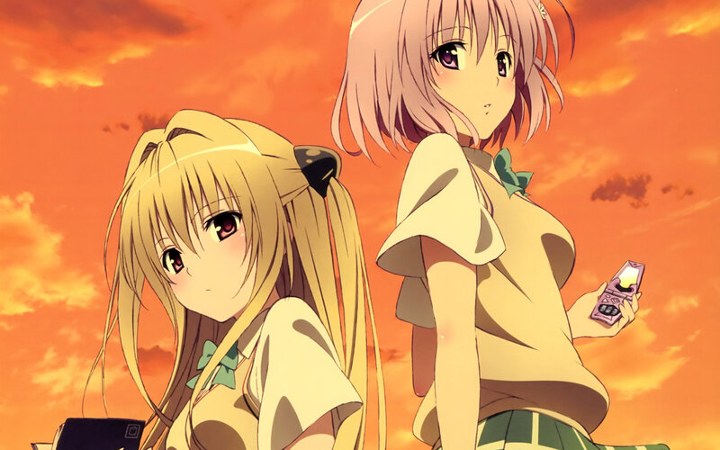 Two Anime Girls — Orange, Dramatic, Sunset