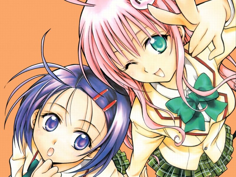 Two Anime Girls — Orange, Playful, Manga