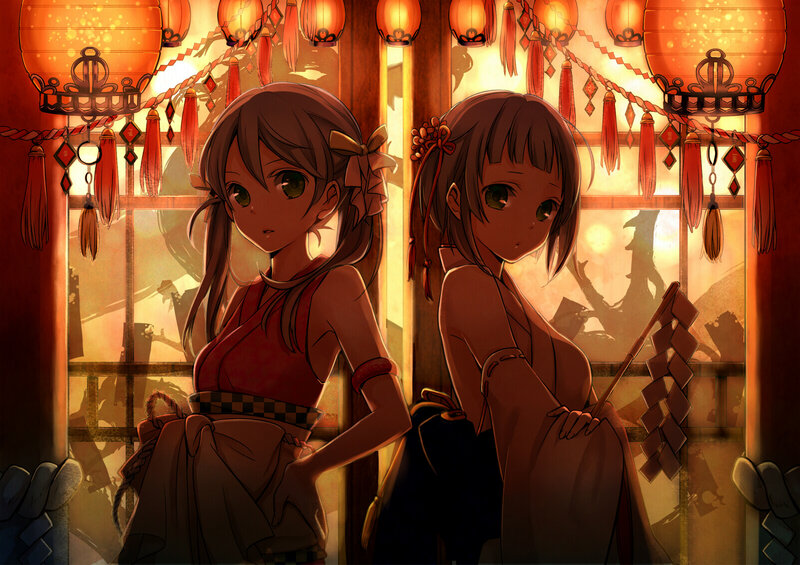 Two Anime Girls — Orange, Warm
