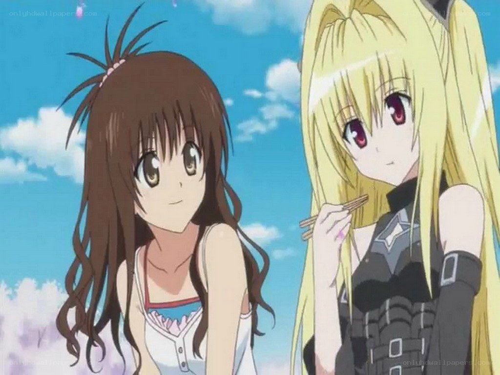 two anime girls outdoors