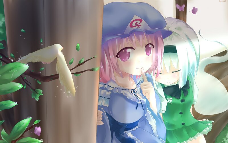Two Anime Girls Peeking