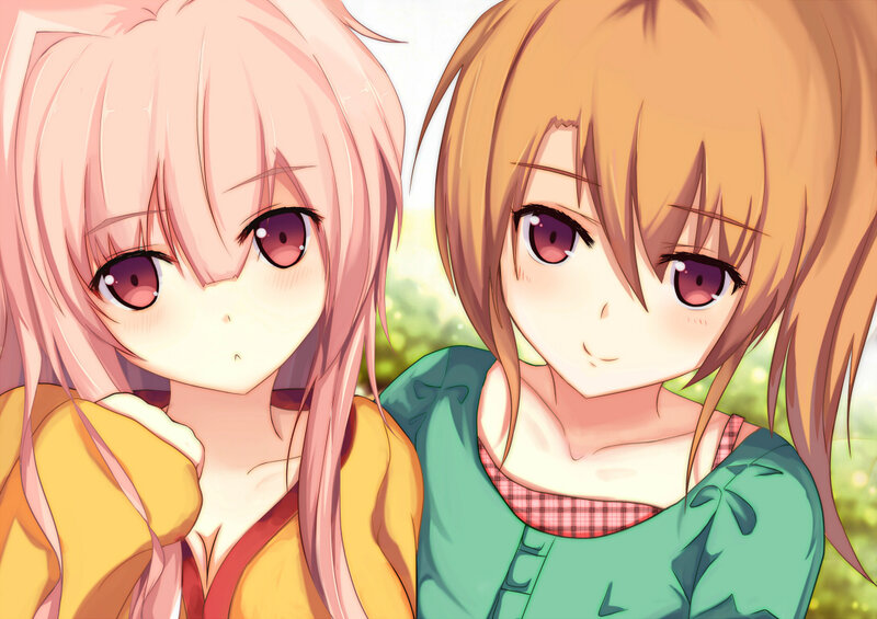 Two Anime Girls — Pink, Calm, Afternoon