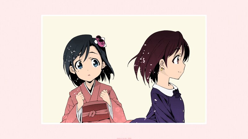 Two Anime Girls — Pink, Calm, Kimono