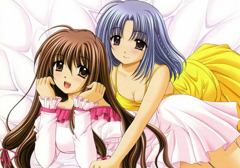 Two Anime Girls — Pink, Calm, Pillows