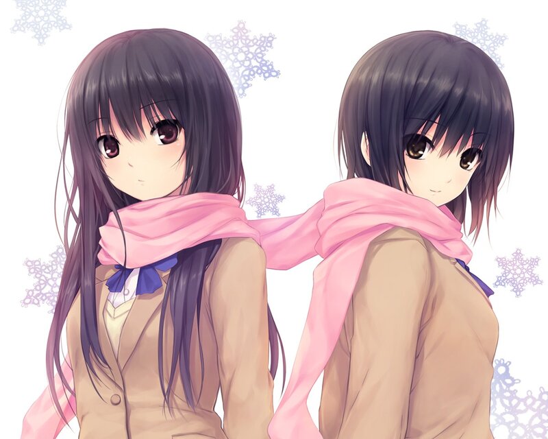 Two Anime Girls — Pink, Calm, Winter