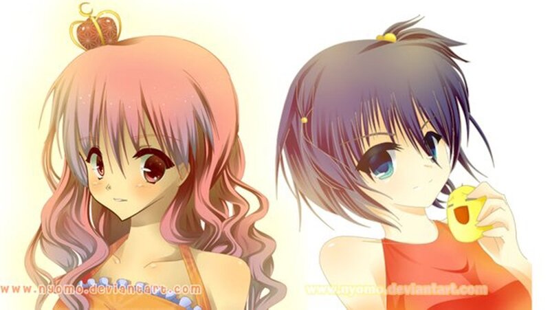 Two Anime Girls — Pink, Cheerful, Crown