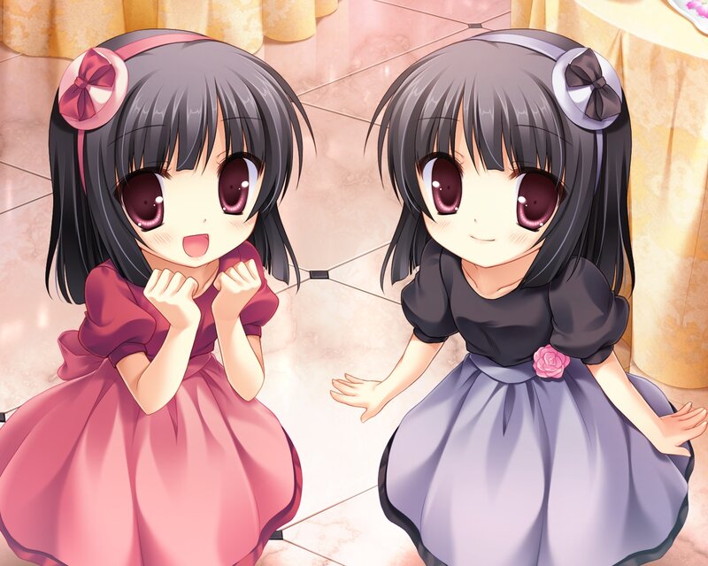 Two Anime Girls — Pink, Cheerful, Dresses
