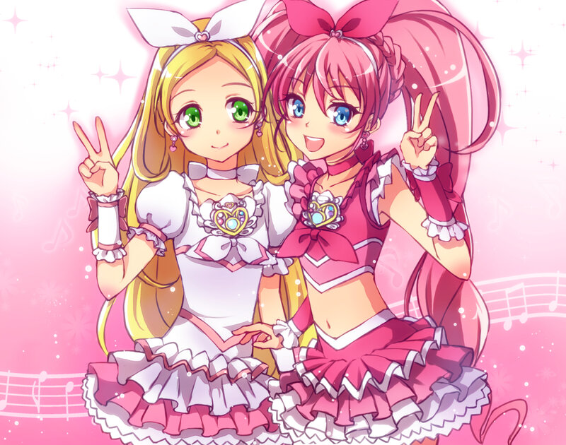 Two Anime Girls — Pink, Cheerful, Music Notes