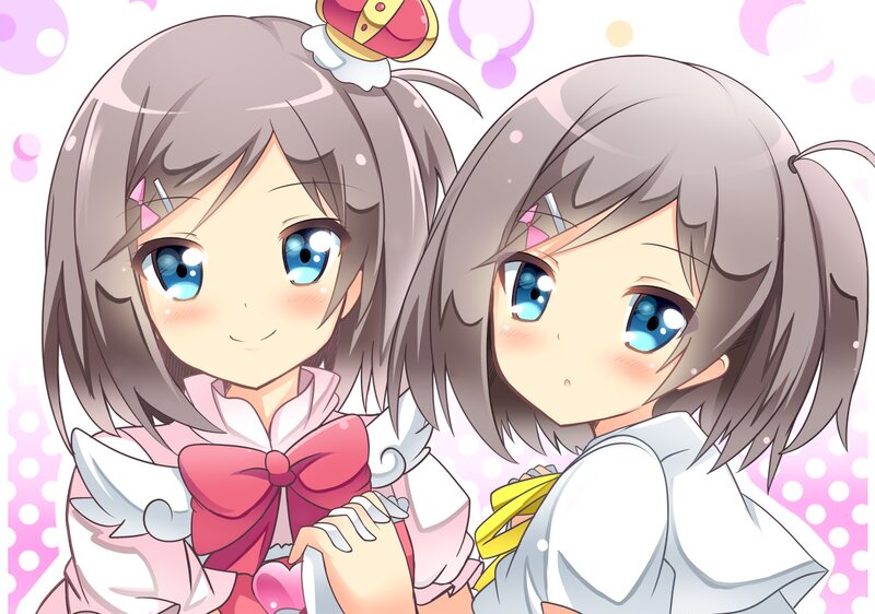 Two Anime Girls — Pink, Cheerful, Pink Bows