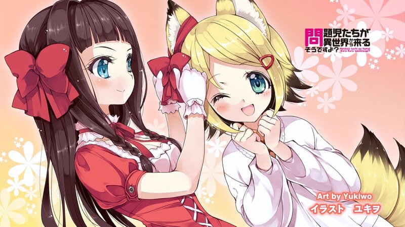 Two Anime Girls — Pink, Cheerful, Spring, Bows