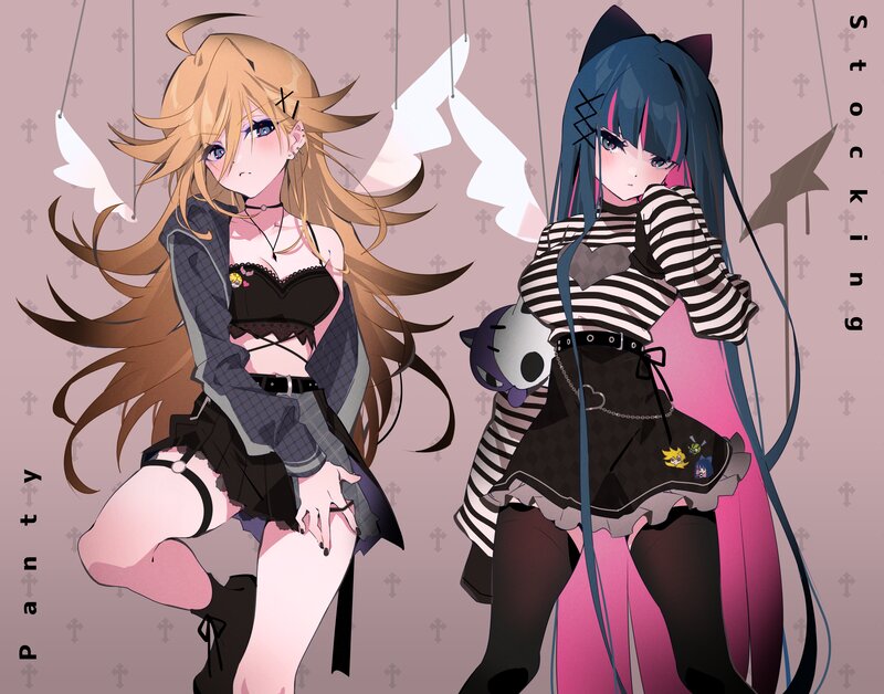 Two Anime Girls — Pink, Dramatic, Wings, Cat Ears