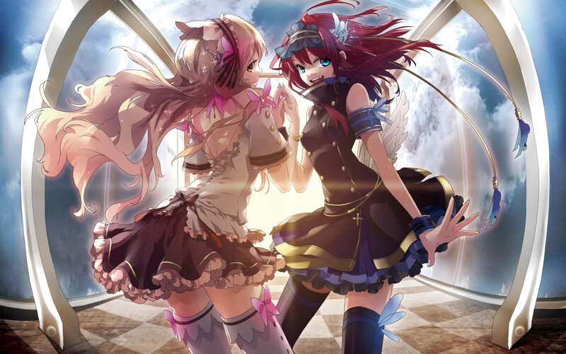 Two Anime Girls — Pink, Dramatic, Wings
