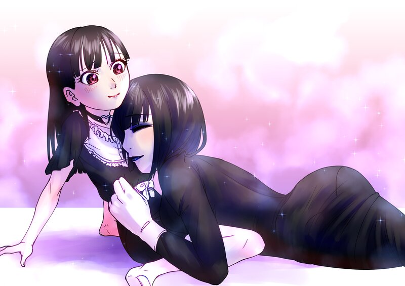 Two Anime Girls — Pink, Dreamy, Choker