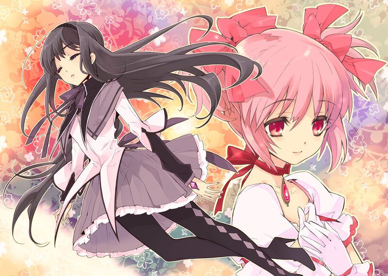 Two Anime Girls — Pink, Dreamy, Long Black Hair