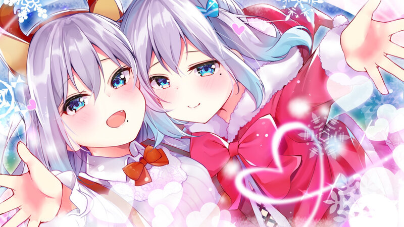 Two Anime Girls — Pink, Festive, Winter
