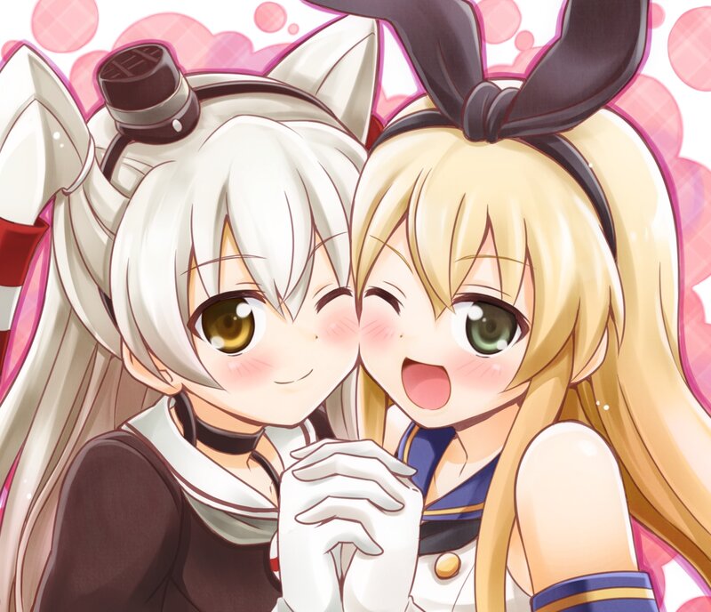 Two Anime Girls — Pink, Happy